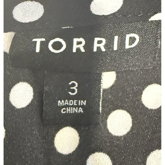 Torrid Womens Polka Dot Black White Blouse Size 3 Flowy Corpcore Plus Size - Picture 5 of 7